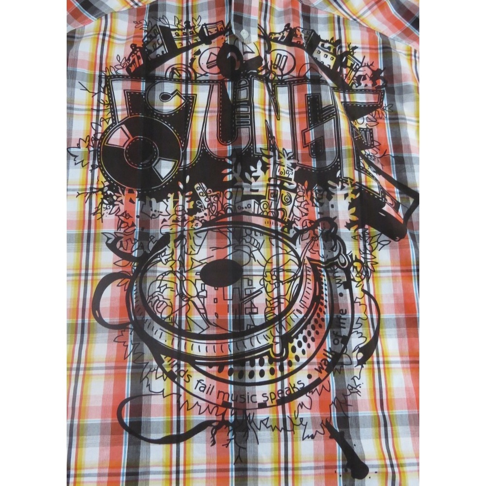 Five Jungle Y2K VTG Plaid Short Sleeve Graphic Button Up Shirt Men 4XL Skate Hip - Picture 13 of 16